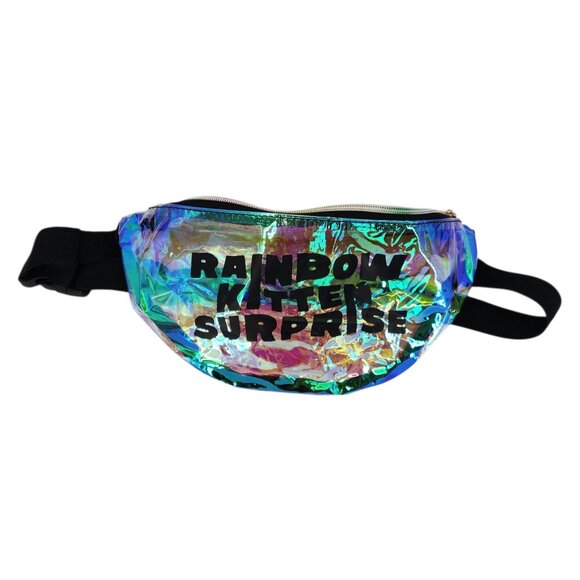 NEW Rainbow Kitten Surprise Fanny Pack Hip Bag Belt Bag Iridescent Festival - Picture 1 of 8